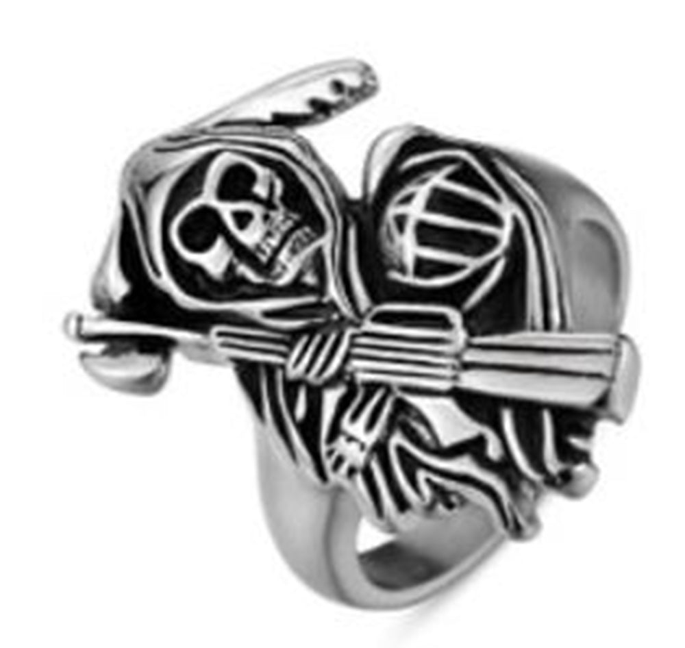 R103 Stainless Steel Reaper Biker Ring-Rings-Daniel Smart Mfg - Retail