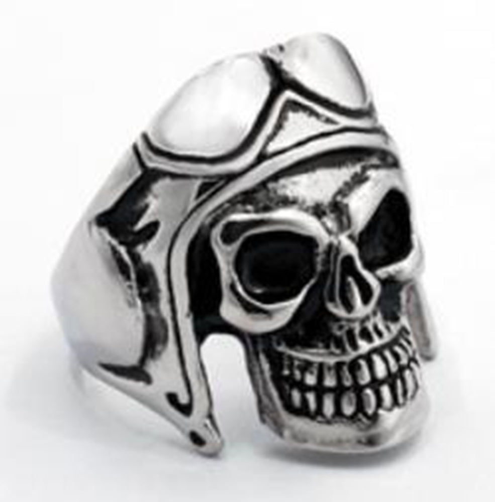R107 Stainless Steel Biker Skull Biker Ring-Rings-Daniel Smart Mfg - Retail