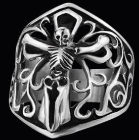 R138 Stainless Steel Skeleton Skull Biker Ring-Rings-Daniel Smart Mfg - Retail