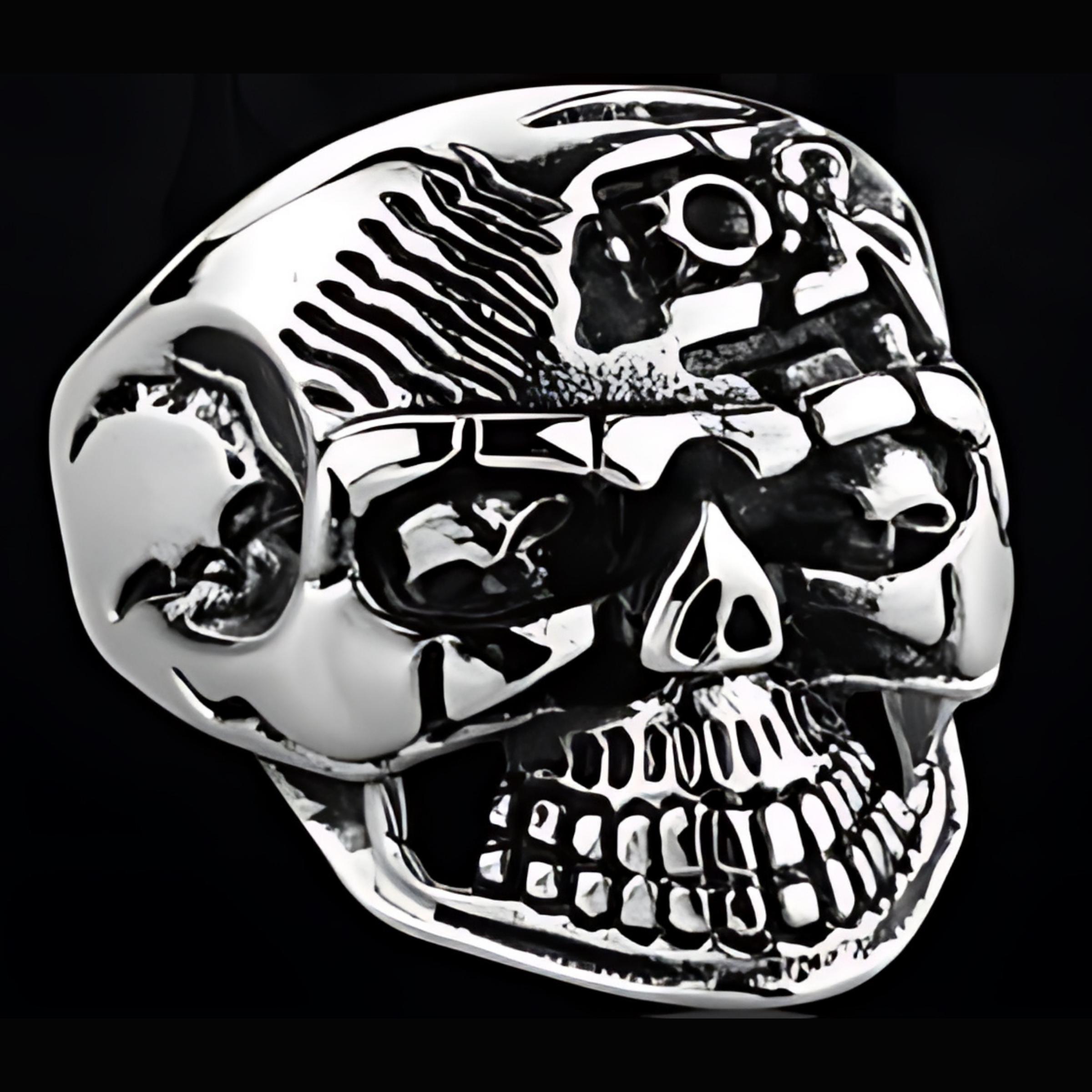R173 Stainless Steel Super Face Biker Ring-Rings-Daniel Smart Mfg - Retail