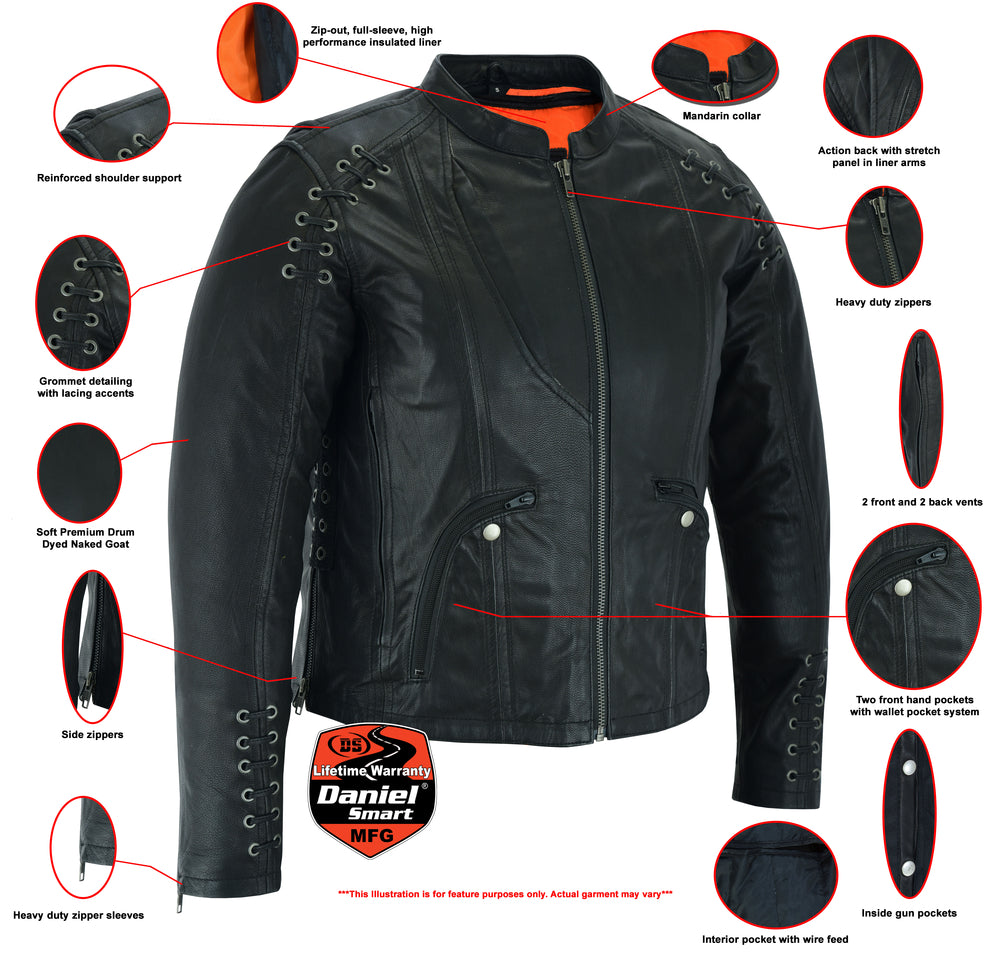 Raven Blaze - Women's Leather Jacket-Womens Leather Motorcycle Jackets-Daniel Smart Mfg - Retail