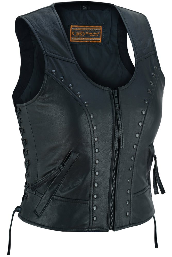 Raven - Women's Leather Vest-Womens Leather Vests-Daniel Smart Mfg - Retail