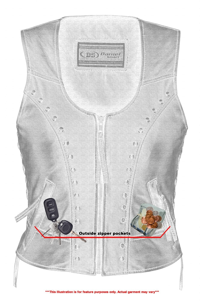 Raven - Women's Leather Vest-Womens Leather Vests-Daniel Smart Mfg - Retail