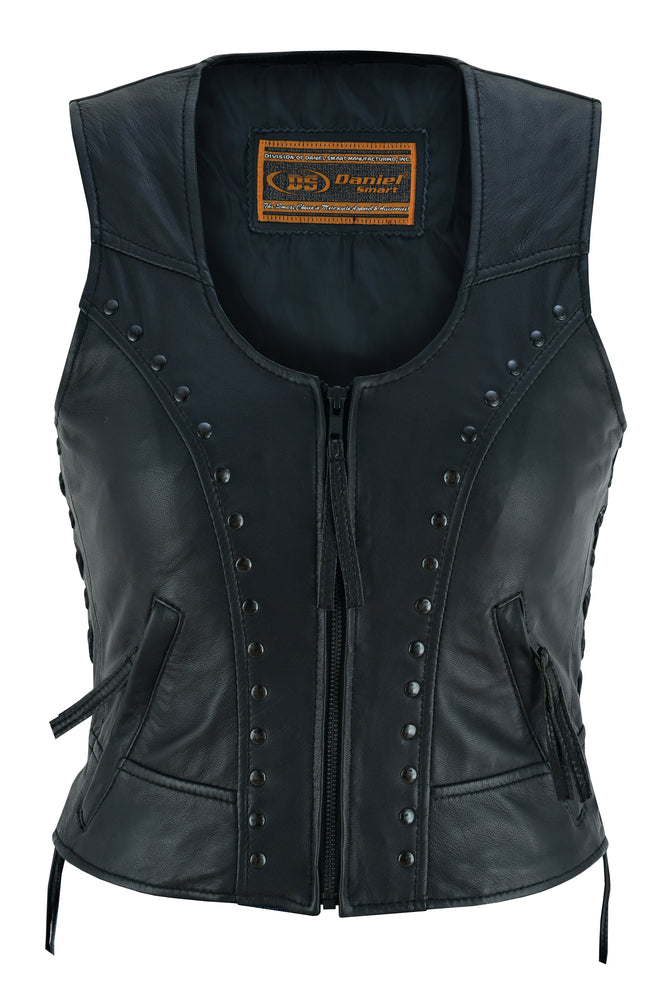 Raven - Women's Leather Vest-Womens Leather Vests-Daniel Smart Mfg - Retail