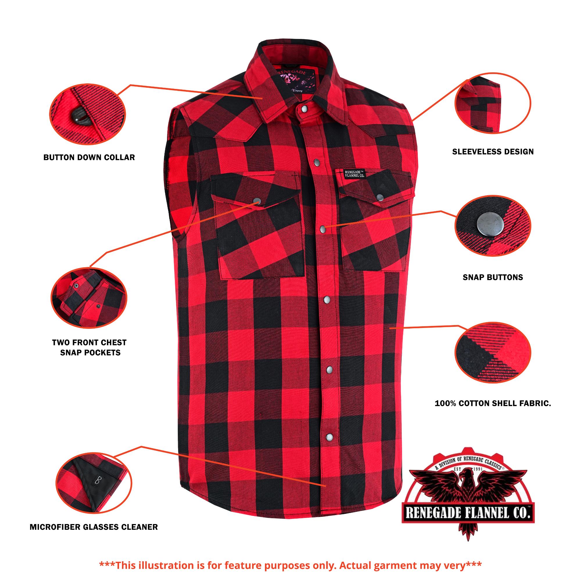 Red Styler Men's Sleeveless Flannel Shirt-Flannels-Daniel Smart Mfg - Retail