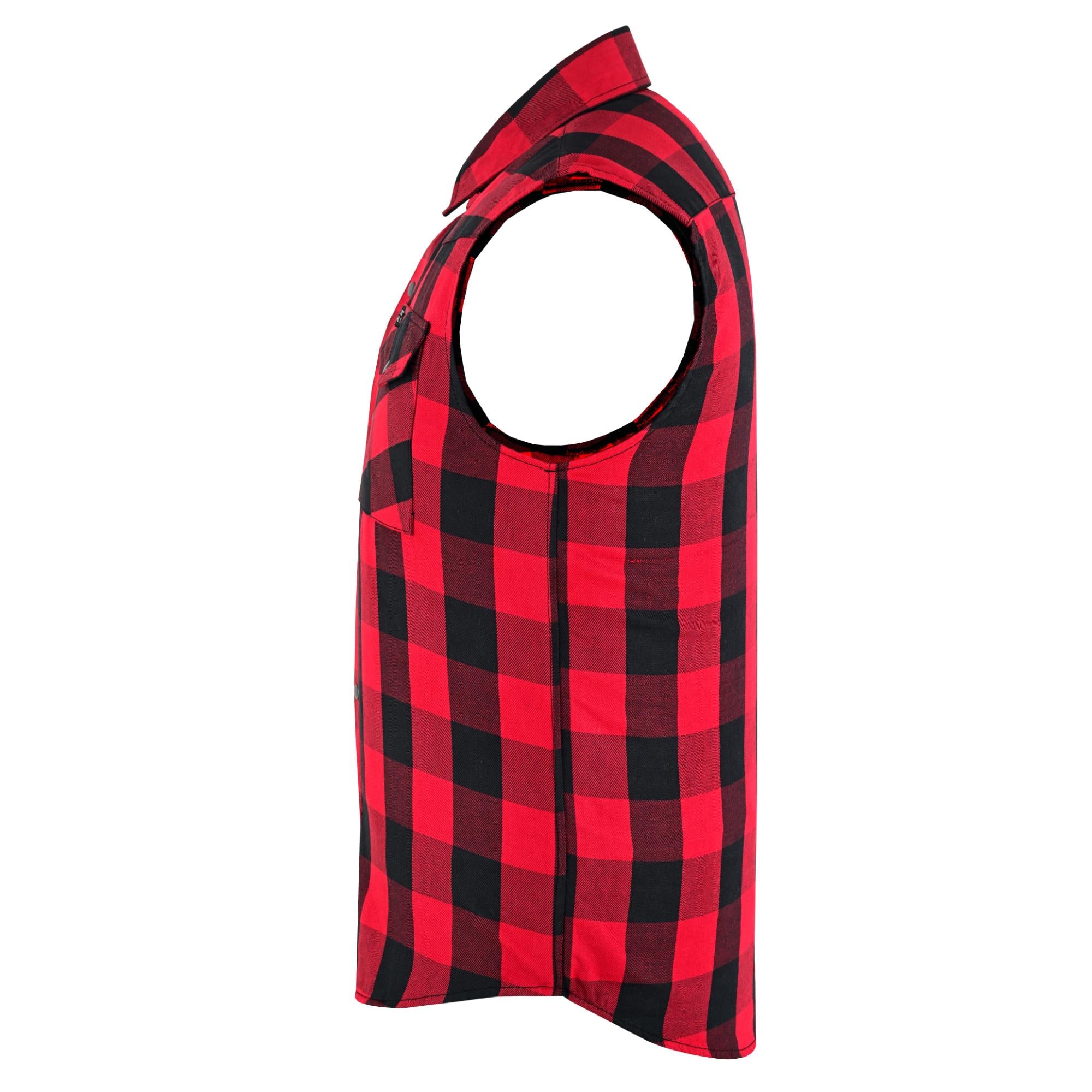 Red Styler Men's Sleeveless Flannel Shirt-Flannels-Daniel Smart Mfg - Retail