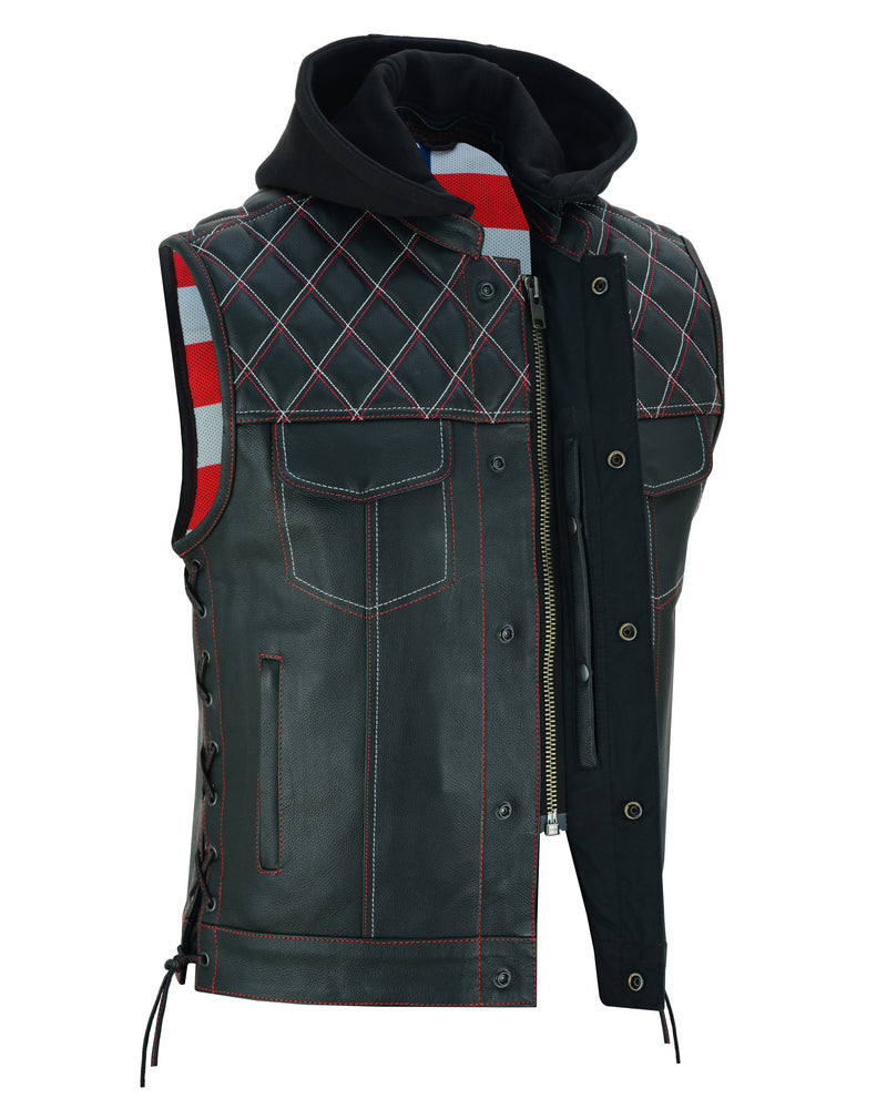 Redline - Men's Motorcycle Leather Vest-Mens Leather Vests-Daniel Smart Mfg - Retail