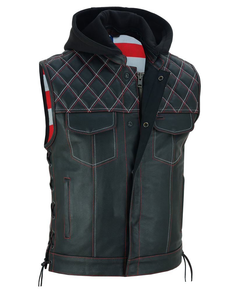 Redline - Men's Motorcycle Leather Vest-Mens Leather Vests-Daniel Smart Mfg - Retail