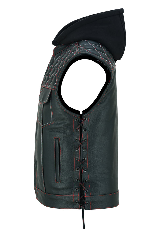 Redline - Men's Motorcycle Leather Vest-Mens Leather Vests-Daniel Smart Mfg - Retail