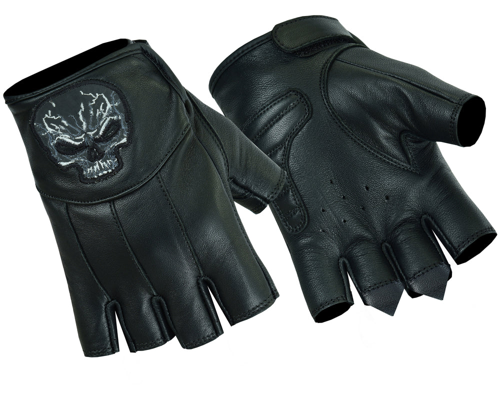 Reflective Skull - Men's Fingerless Gloves-Mens Fingerless Gloves-Daniel Smart Mfg - Retail