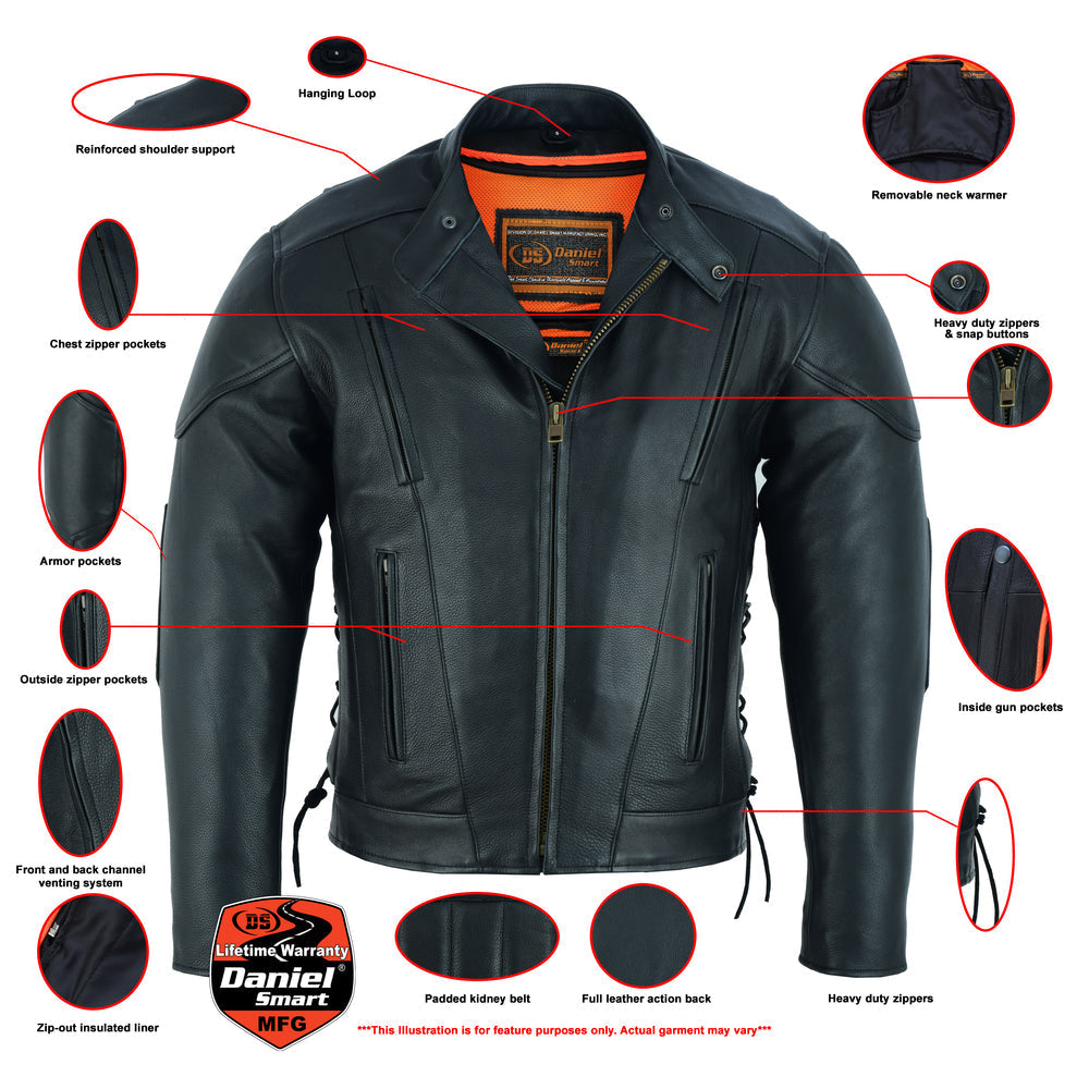 Reveal - Men's Leather Motorcycle Jacket-Mens Leather Motorcycle Jackets-Daniel Smart Mfg - Retail