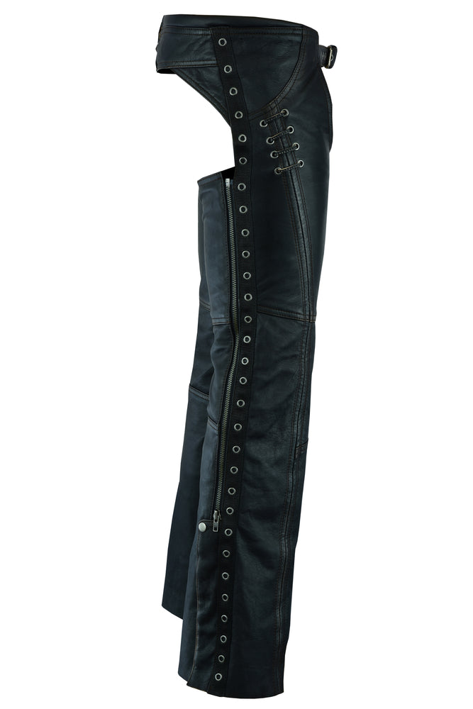 Rider Glam - Women's Motorcycle Leather Chaps-Womens Chaps & Pants-Daniel Smart Mfg - Retail