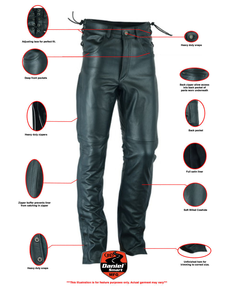 Road Rebel - Men's Motorcycle Leather Pants-Unisex Chaps & Pants-Daniel Smart Mfg - Retail