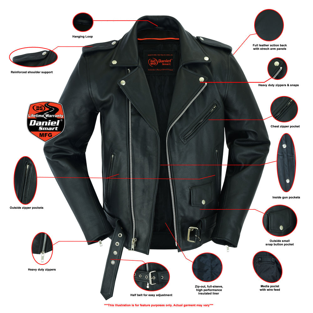 Road Titan - Men's Leather Motorcycle Jacket-Mens Leather Motorcycle Jackets-Daniel Smart Mfg - Retail