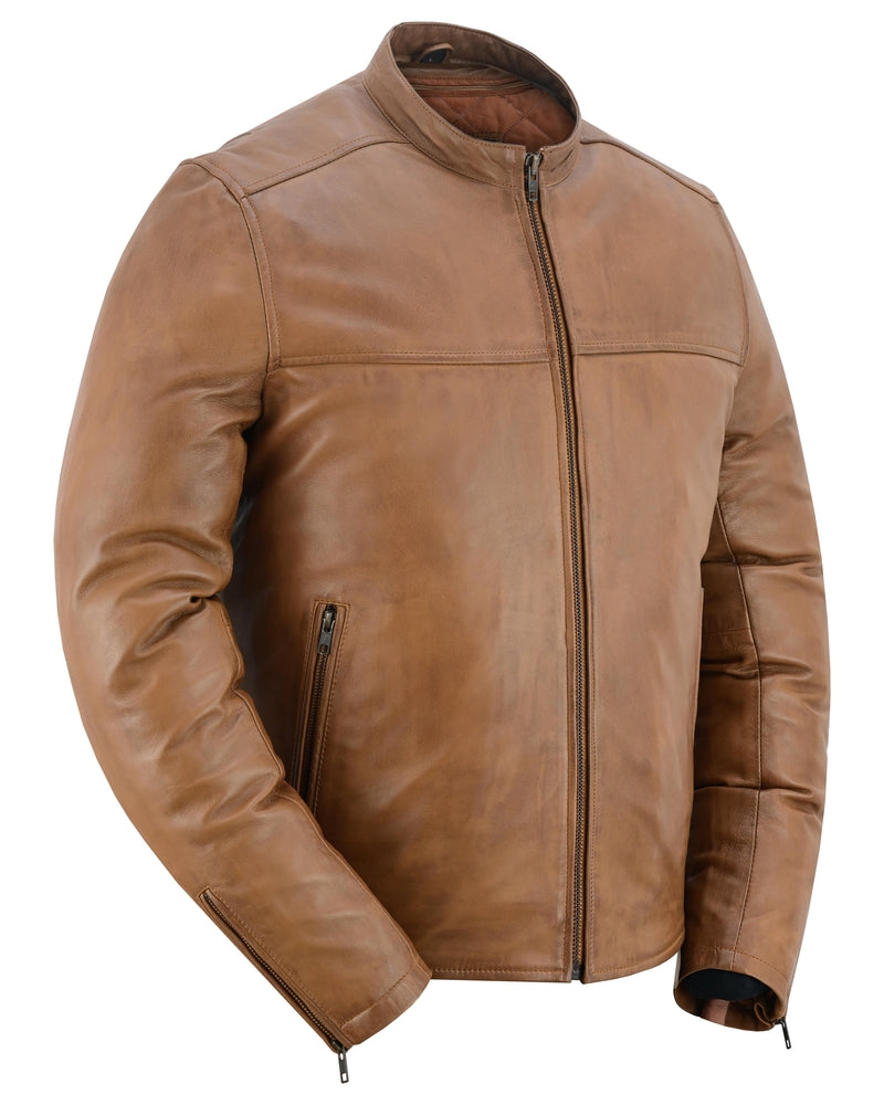Rustic Stunner Men's Brown Fashion Leather Jacket-Mens Leather Motorcycle Jackets-Daniel Smart Mfg - Retail