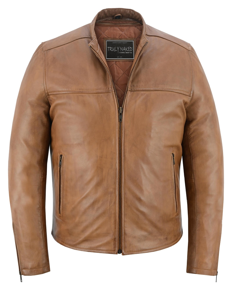 Rustic Stunner Men's Brown Fashion Leather Jacket-Mens Leather Motorcycle Jackets-Daniel Smart Mfg - Retail