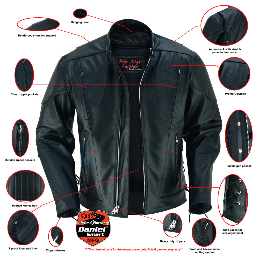 RustRider - Men's Leather Motorcycle Jacket-Mens Leather Motorcycle Jackets-Daniel Smart Mfg - Retail