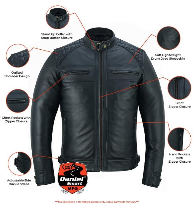 Sable - Men's faux Leather Jacket-Mens Leather Motorcycle Jackets-Daniel Smart Mfg - Retail