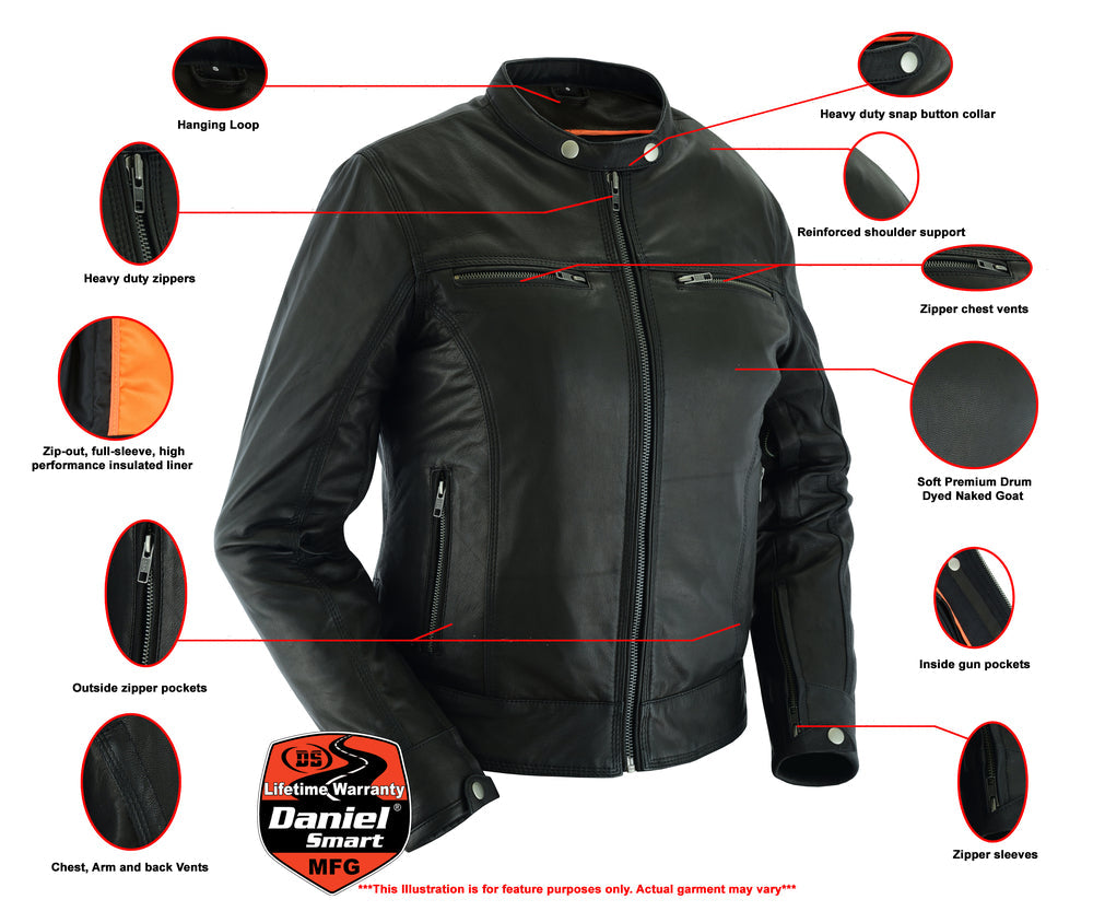 Scarlet Strike - Women's Leather Jacket-Womens Leather Motorcycle Jackets-Daniel Smart Mfg - Retail