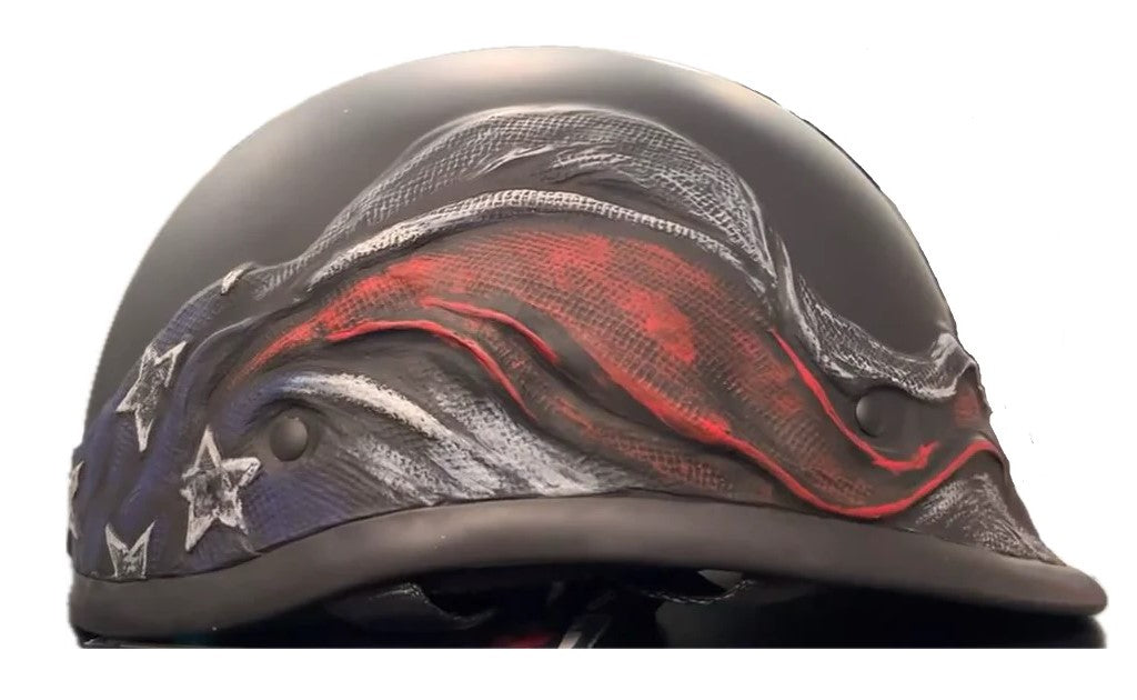 badass skull motorcycle helmets Scars & Stripes: Patriotic DOT Half Badass Helmet