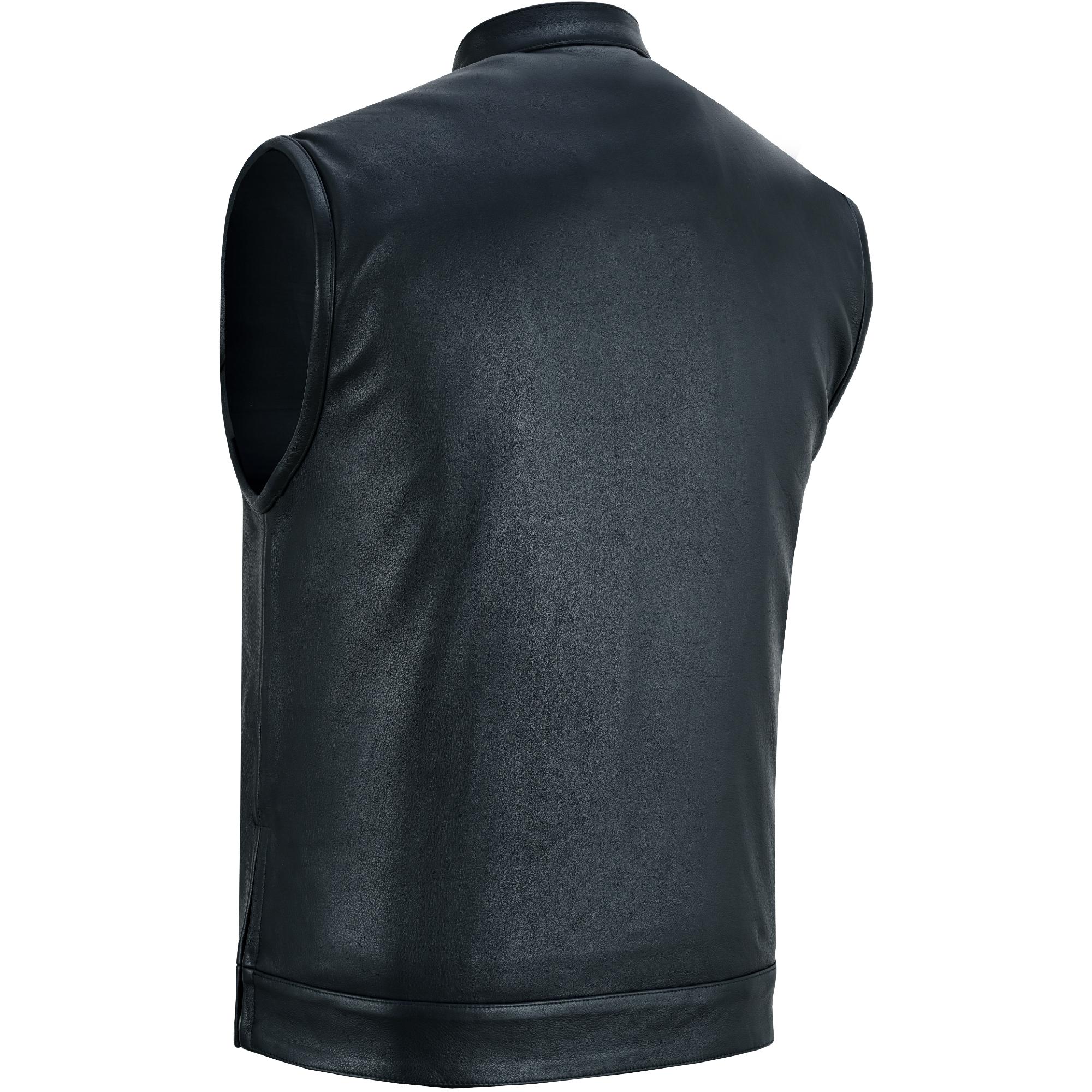 Sideon - Men's Motorcycle Leather Vest-Mens Leather Vests-Daniel Smart Mfg - Retail