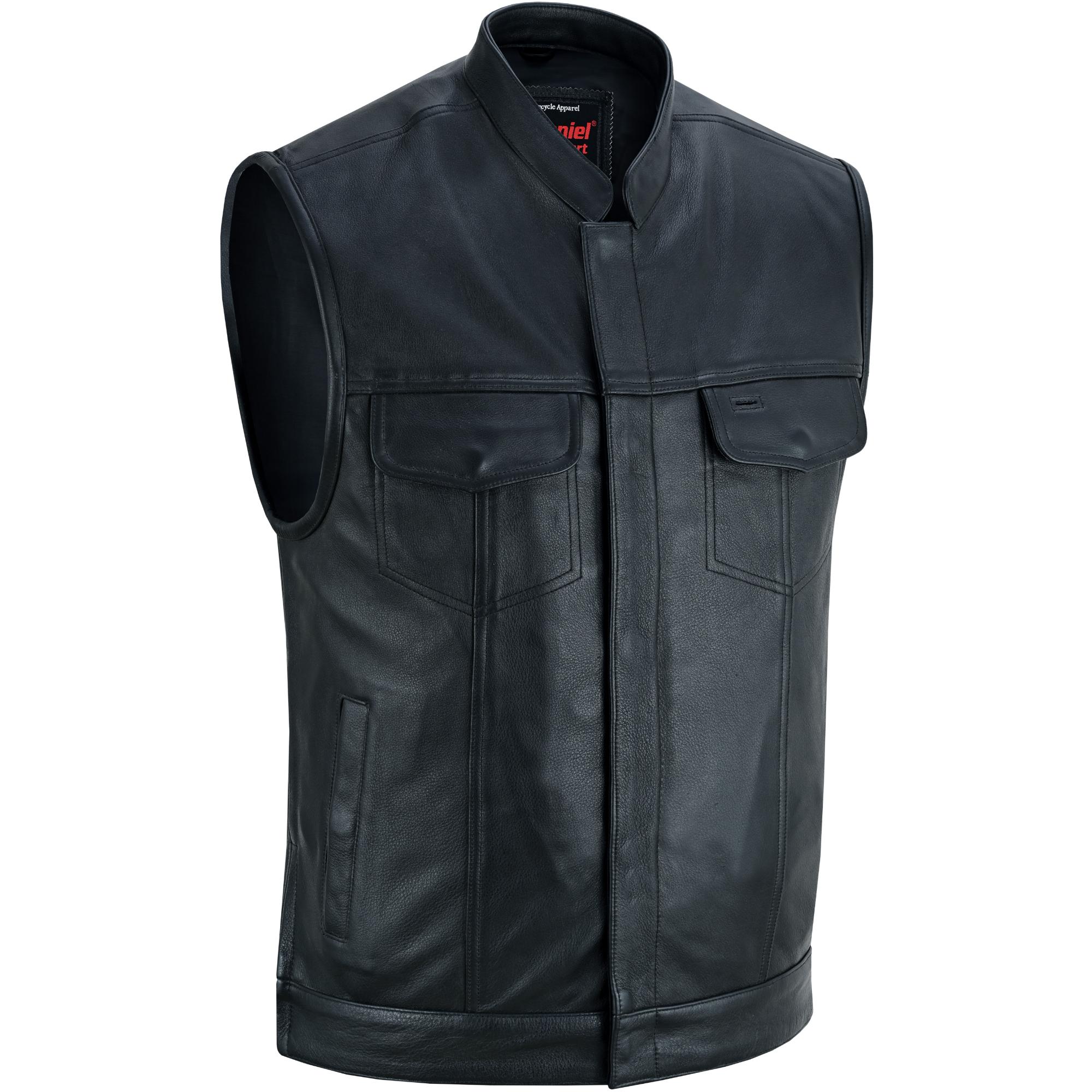 Sideon - Men's Motorcycle Leather Vest-Mens Leather Vests-Daniel Smart Mfg - Retail