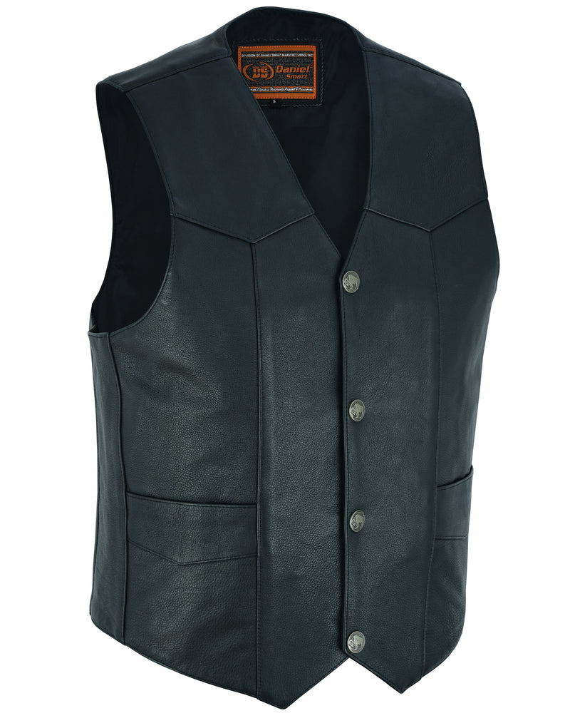 Singra - Men's Motorcycle Leather Vest-Mens Leather Vests-Daniel Smart Mfg - Retail