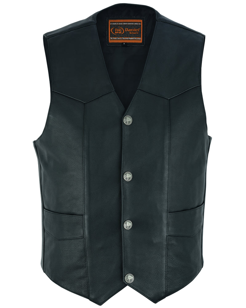 Singra - Men's Motorcycle Leather Vest-Mens Leather Vests-Daniel Smart Mfg - Retail