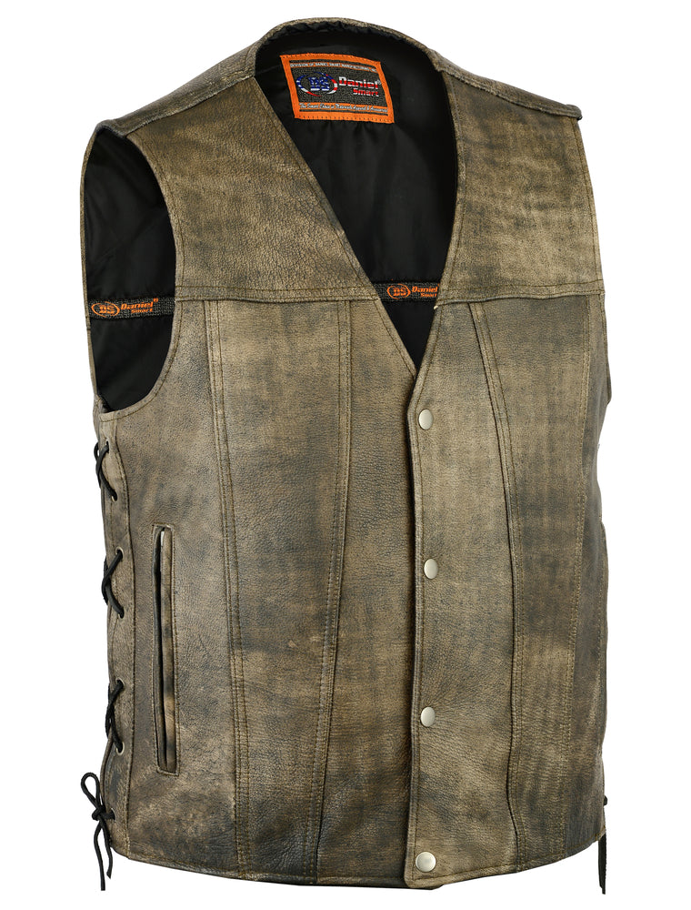 Starlight - Men's Motorcycle Leather Vest-Mens Leather Vests-Daniel Smart Mfg - Retail