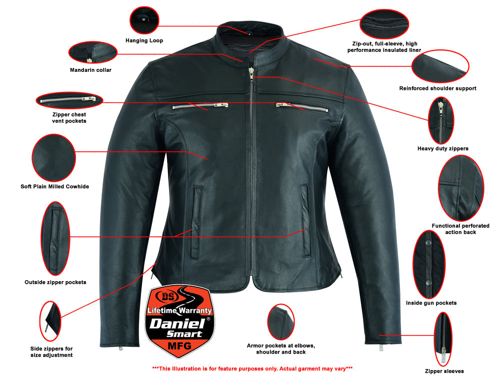 Storm Whisper - Women's Leather Jacket-Womens Leather Motorcycle Jackets-Daniel Smart Mfg - Retail