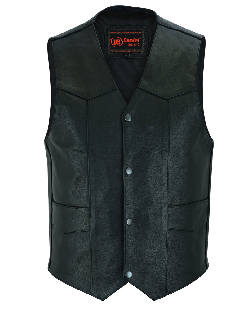 Strider - Men's Motorcycle Leather Vest-Mens Leather Vests-Daniel Smart Mfg - Retail