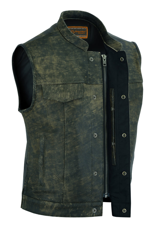 Toretto - Men's Motorcycle Leather Vest-Mens Leather Vests-Daniel Smart Mfg - Retail