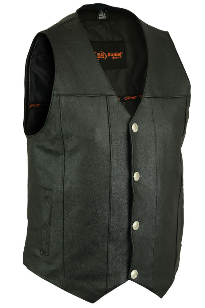 Trinity - Men's Motorcycle Leather Vest-Mens Leather Vests-Daniel Smart Mfg - Retail