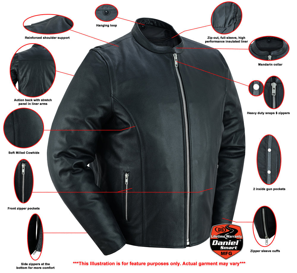Urban Racer - Men's Leather Motorcycle Jacket-Mens Leather Motorcycle Jackets-Daniel Smart Mfg - Retail
