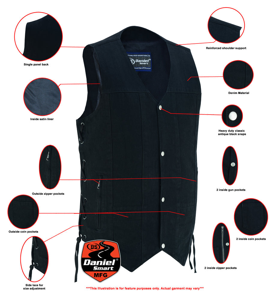 Vandal - Motorcycle Denim Vest-Mens Denim Vests-Daniel Smart Mfg - Retail