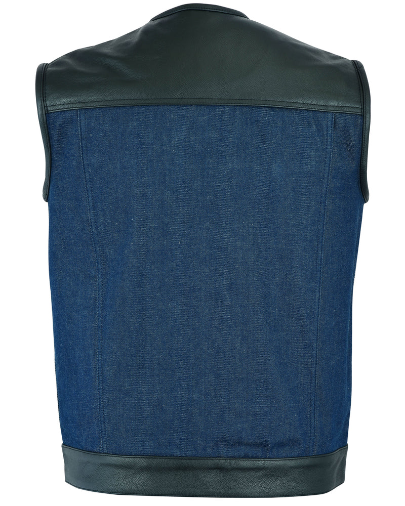 Vega - Motorcycle Denim Vest-Mens Denim Vests-Daniel Smart Mfg - Retail