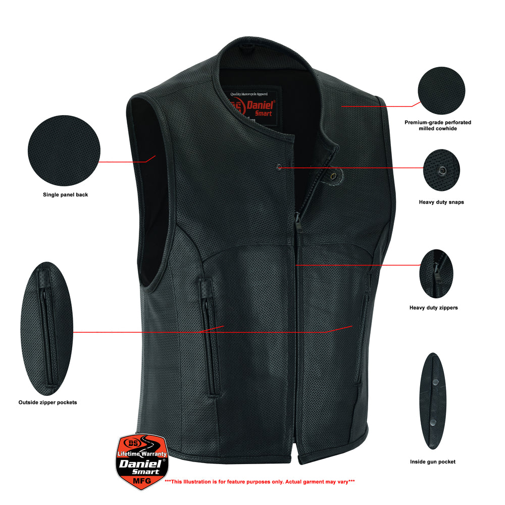 Ventra - Men's Motorcycle Leather Vest-Mens Leather Vests-Daniel Smart Mfg - Retail