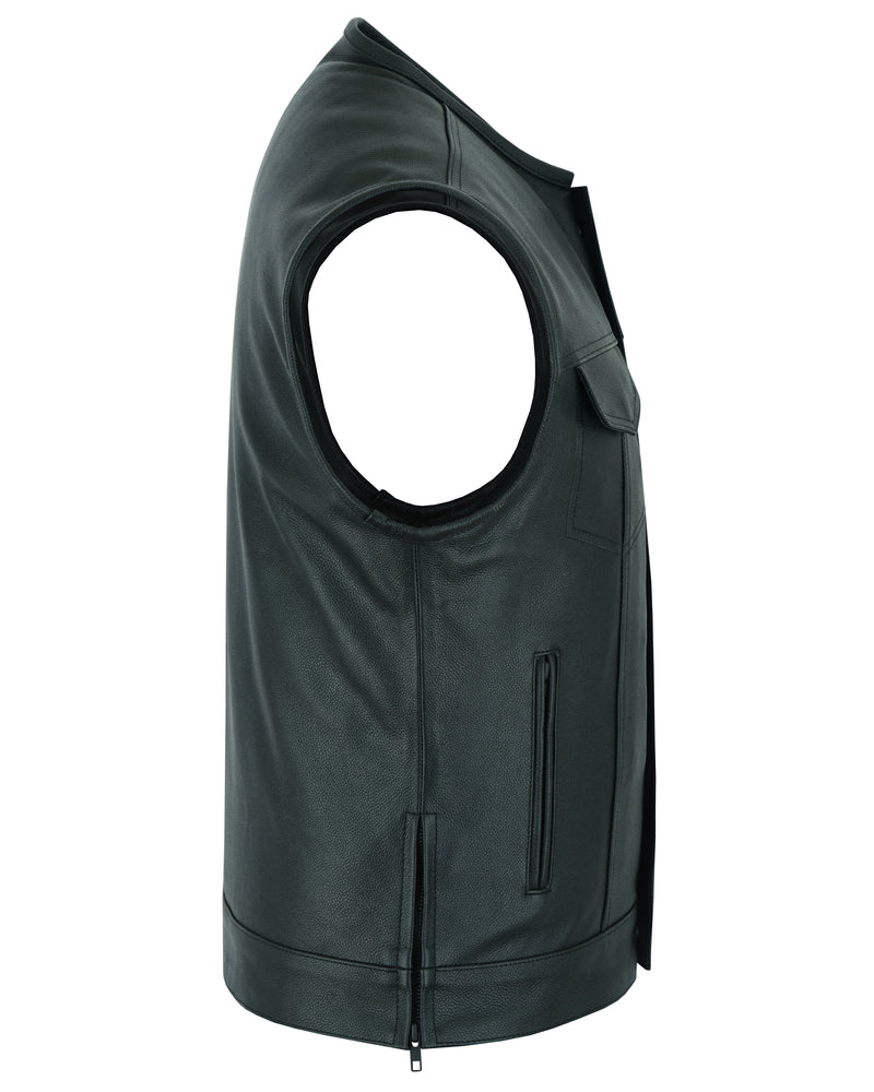 Vestra - Men's Motorcycle Leather Vest-Mens Leather Vests-Daniel Smart Mfg - Retail