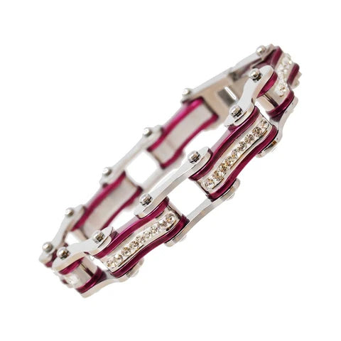 VJ1103 Two Tone Silver/Candy Purple W/White Crystal Centers-Bracelets-Daniel Smart Mfg - Retail