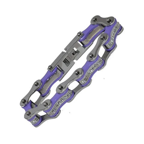 VJ1108 Two Tone Silver/Purple W/White Crystal Centers-Bracelets-Daniel Smart Mfg - Retail