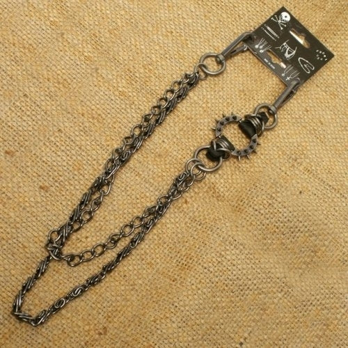 WA-WC7030 Spike ring Wallet Chain with gray double chain-Wallet Chains/Key Leash-Daniel Smart Mfg - Retail