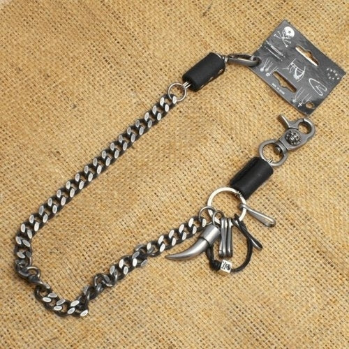 WA-WC7032 Wallet Chain with a skull / horn / leather designs, single-Wallet Chains/Key Leash-Daniel Smart Mfg - Retail