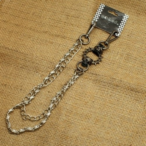 WA-WC7702W Spike ring Wallet Chain with chrome double chain,-Wallet Chains/Key Leash-Daniel Smart Mfg - Retail