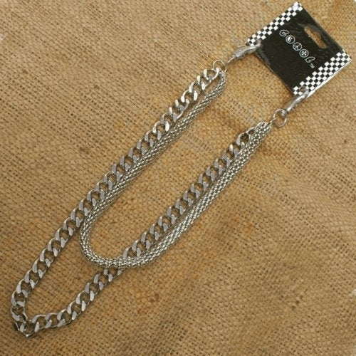 WA-WC770W Chrome Wallet Chain with double chain, mesh and medium link-Wallet Chains/Key Leash-Daniel Smart Mfg - Retail