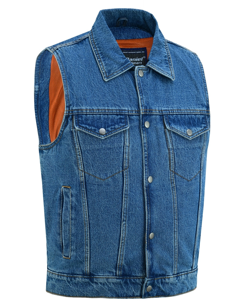Warlock - Motorcycle Denim Vest-Mens Denim Vests-Daniel Smart Mfg - Retail