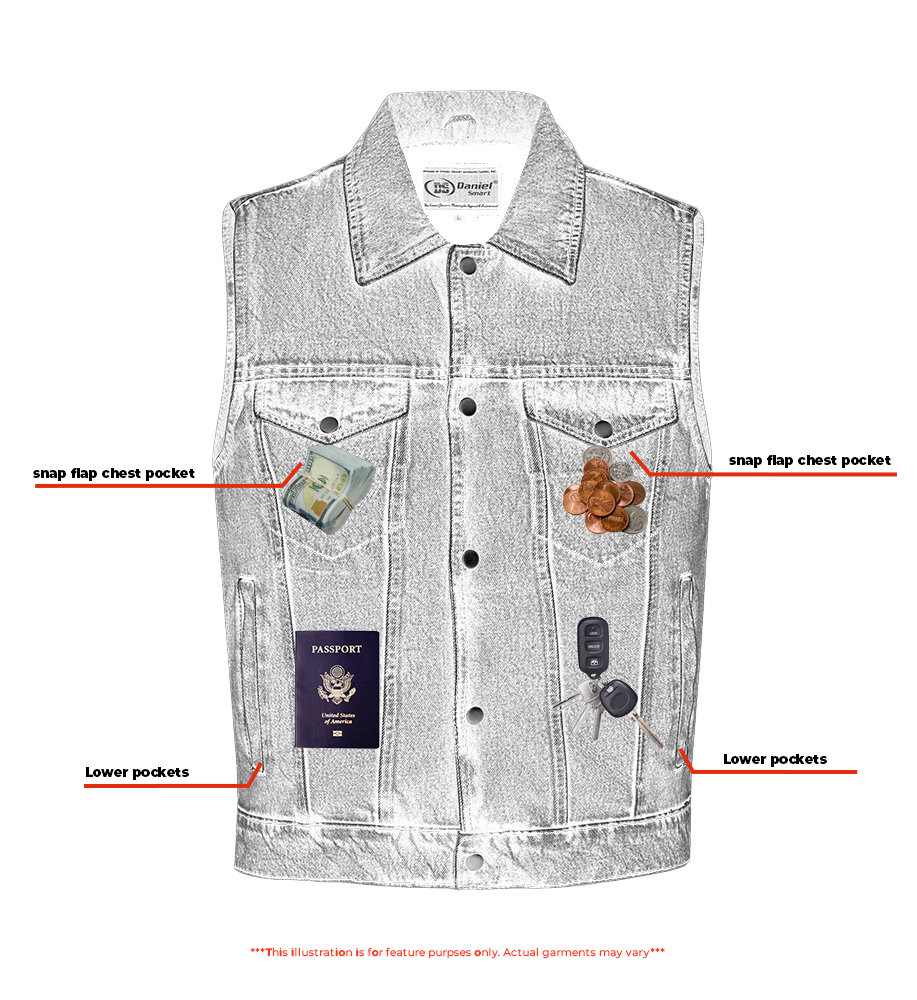 Warlock - Motorcycle Denim Vest-Mens Denim Vests-Daniel Smart Mfg - Retail