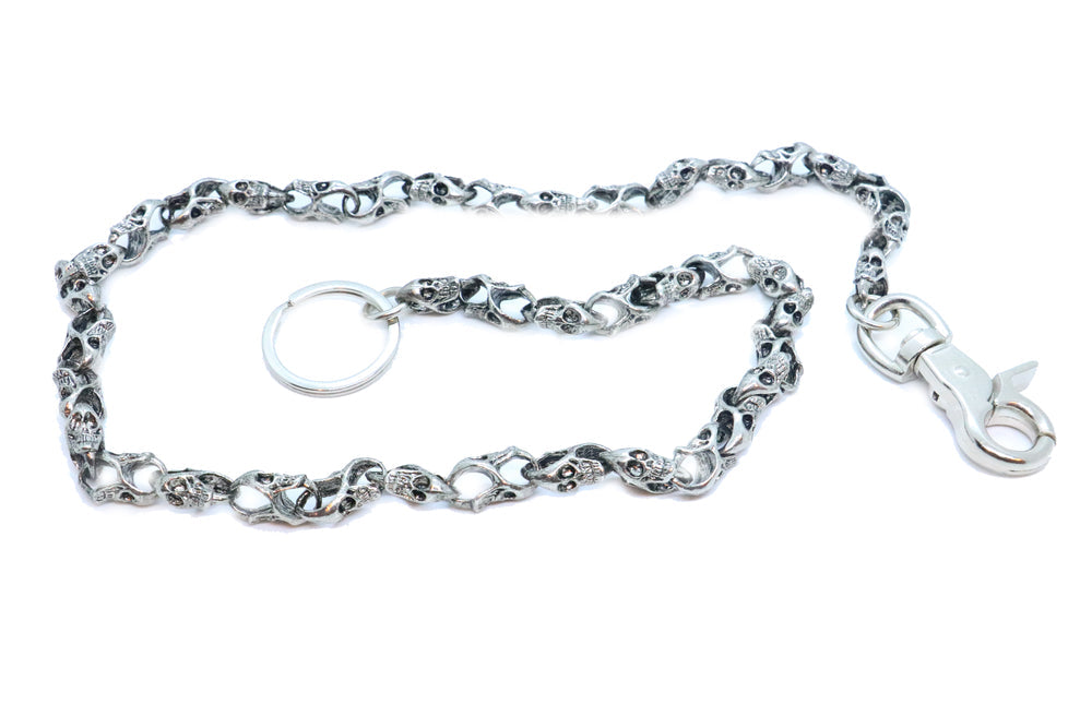 WC-7017 34" Wallet Chain Small Skulls-Wallet Chains/Key Leash-Daniel Smart Mfg - Retail