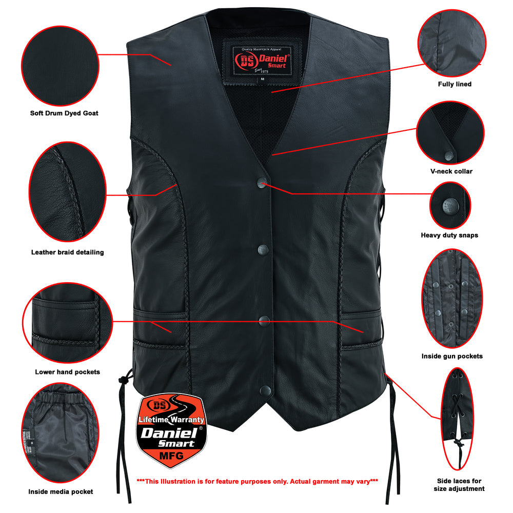 Wisp - Women's Leather Vest-Womens Leather Vests-Daniel Smart Mfg - Retail