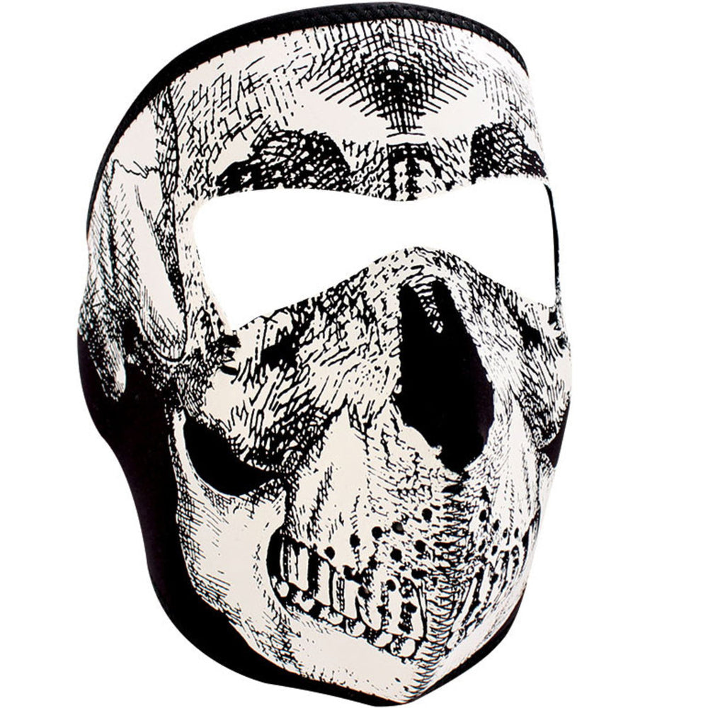 WNFM002 ZAN® Full Mask - Neoprene - Black and White Skull Face-Full Facemasks-Daniel Smart Mfg - Retail