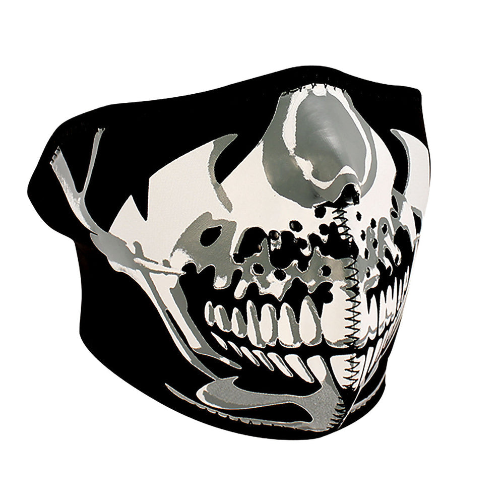 WNFM023H ZAN® Half Mask- Neoprene- Chrome Skull-Half Facemasks-Daniel Smart Mfg - Retail